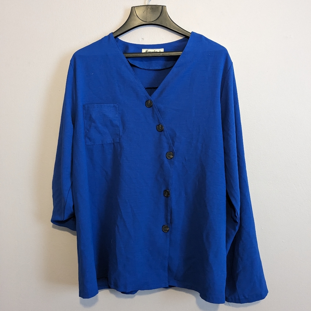 Moyabo Royal Blue Dress Blouse Size 2X
